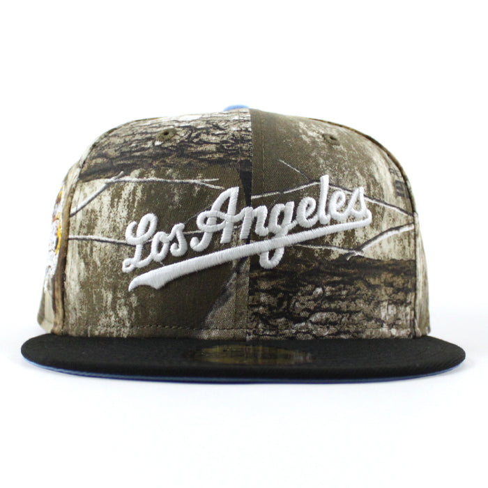Los Angeles Dodgers VIVA La Dodgers New Era 59Fifty Fitted Hat (Real Tree Camo Black Sky Blue Under Brim)