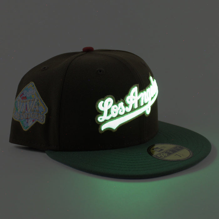 Los Angeles Dodgers VIVA La Dodgers New Era 59Fifty Fitted Hat (Walnut Mountain Green Sky Blue Under Brim)