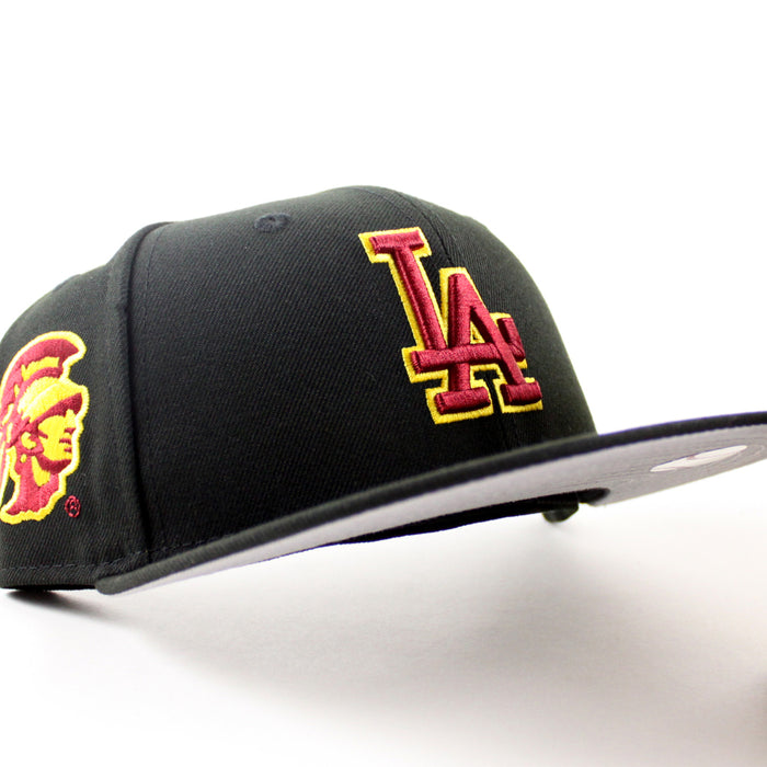 Los Angeles Dodgers x University of Southern California New Era 59Fifty Fitted Hat (Black Gray Under Brim)