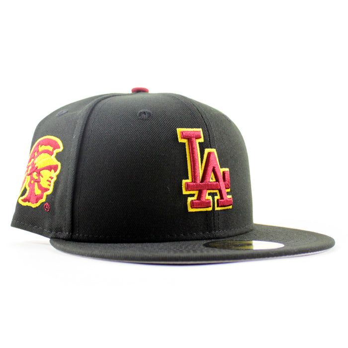 Los Angeles Dodgers x University of Southern California New Era 59Fifty Fitted Hat (Black Gray Under Brim)