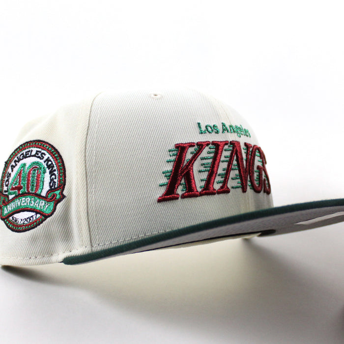 Los Angeles Kings 40th Anniversary New Era 59Fifty Fitted Hat (Chrome White Green Gray Under brim)