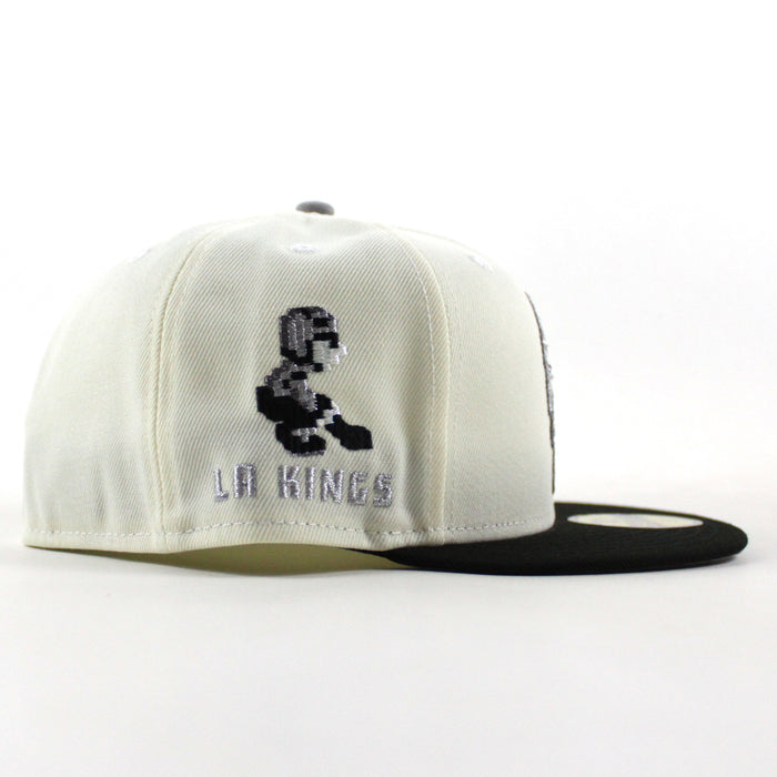 Los Angeles Kings Skull Mask 8 Bit Patch New Era 59Fifty Fitted Hat (Chrome White Black Gray Under brim)