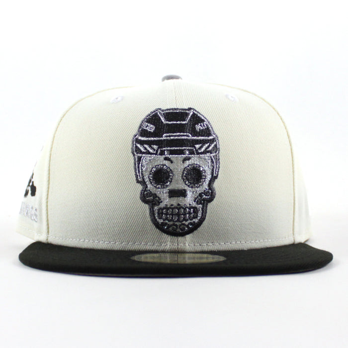 Los Angeles Kings Skull Mask 8 Bit Patch New Era 59Fifty Fitted Hat (Chrome White Black Gray Under brim)