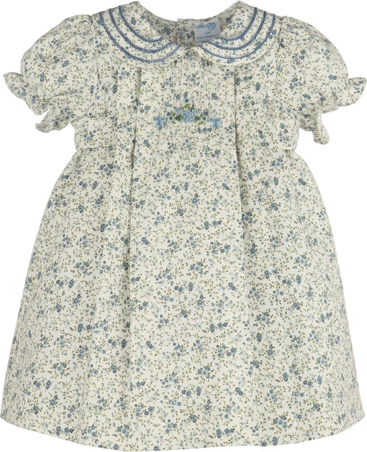 Luli & Me Fallen Leaves Wreath Dress-Blue