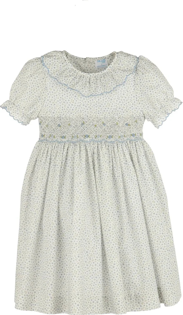 Luli & Me Forest Fairy Smock Dress-Blue
