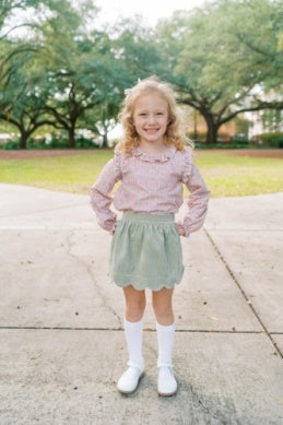 Lullaby - SWEETGRASS CORDUROY- green scallop skirt