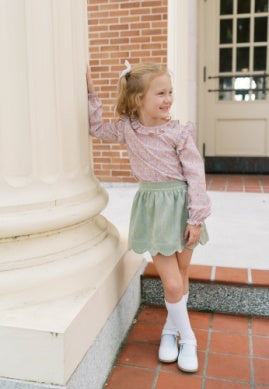 Lullaby - SWEETGRASS CORDUROY- green scallop skirt