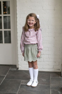 Lullaby - SWEETGRASS CORDUROY- green scallop skirt
