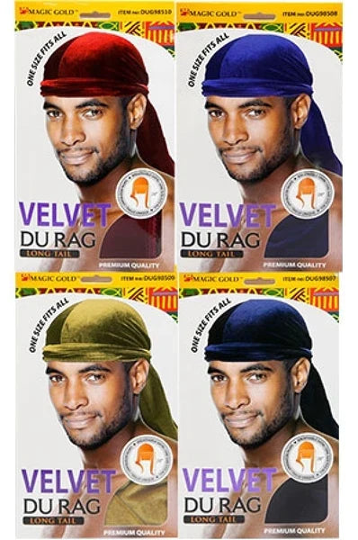Magic Gold Velvet Durag with Long Tail