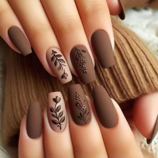 Maillard Matte Texture Floral and Leaf