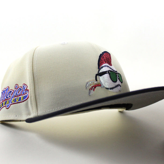 MAJOR LEAGUE Wild Thing New Era 59Fifty Fitted Hat (Chrome White Navy Green Under Brim)
