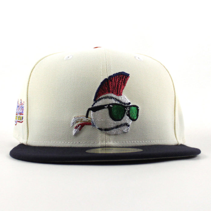 MAJOR LEAGUE Wild Thing New Era 59Fifty Fitted Hat (Chrome White Navy Green Under Brim)
