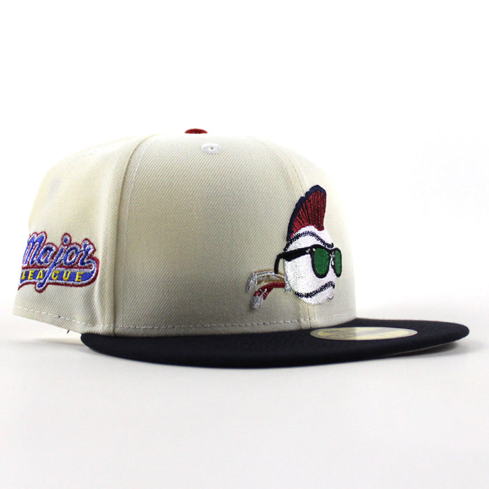 MAJOR LEAGUE Wild Thing New Era 59Fifty Fitted Hat (Chrome White Navy Green Under Brim)