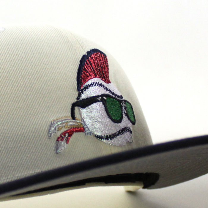 MAJOR LEAGUE Wild Thing New Era 59Fifty Fitted Hat (Chrome White Navy Green Under Brim)