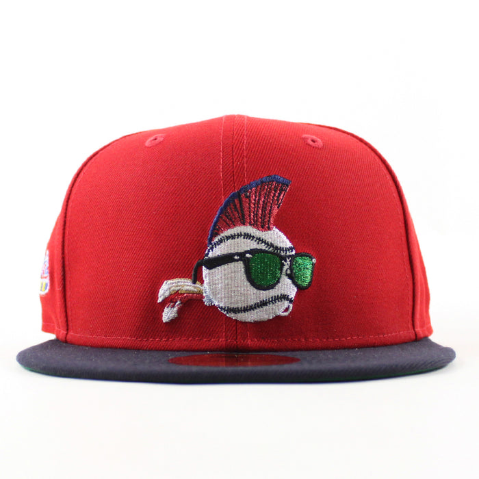 MAJOR LEAGUE Wild Thing New Era 59Fifty Fitted Hat (Scarlet Red Navy Green Under Brim)