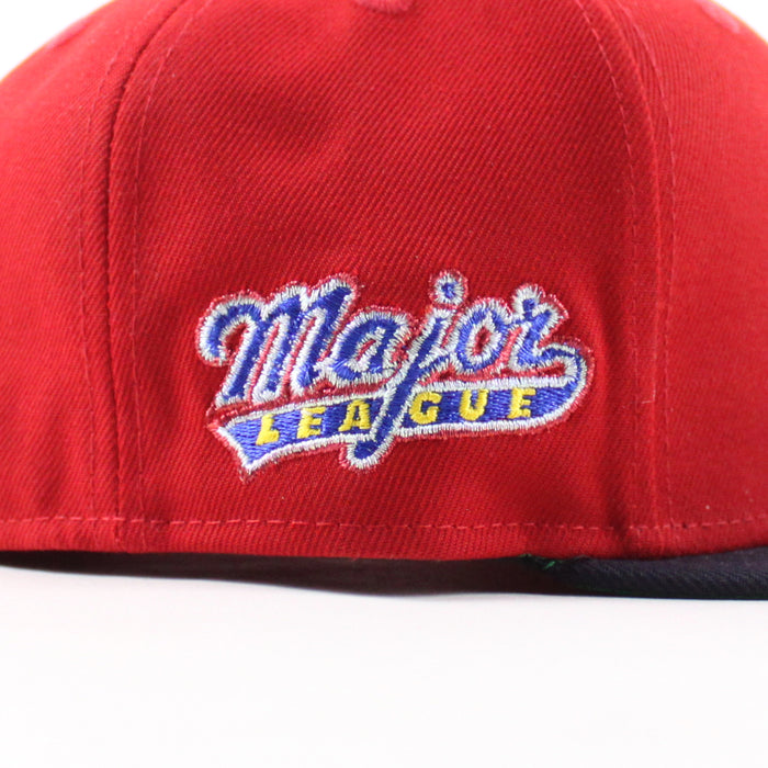 MAJOR LEAGUE Wild Thing New Era 59Fifty Fitted Hat (Scarlet Red Navy Green Under Brim)