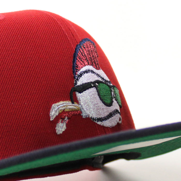 MAJOR LEAGUE Wild Thing New Era 59Fifty Fitted Hat (Scarlet Red Navy Green Under Brim)