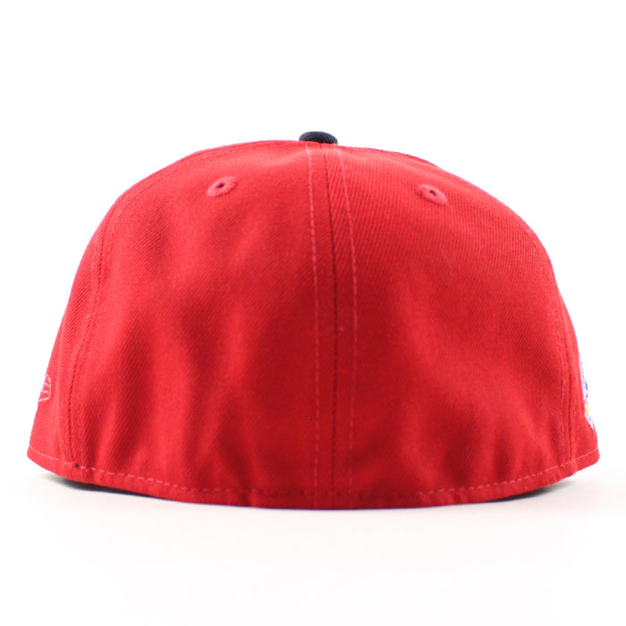 MAJOR LEAGUE Wild Thing New Era 59Fifty Fitted Hat (Scarlet Red Navy Green Under Brim)