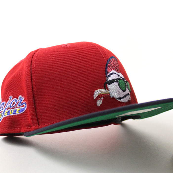 MAJOR LEAGUE Wild Thing New Era 59Fifty Fitted Hat (Scarlet Red Navy Green Under Brim)