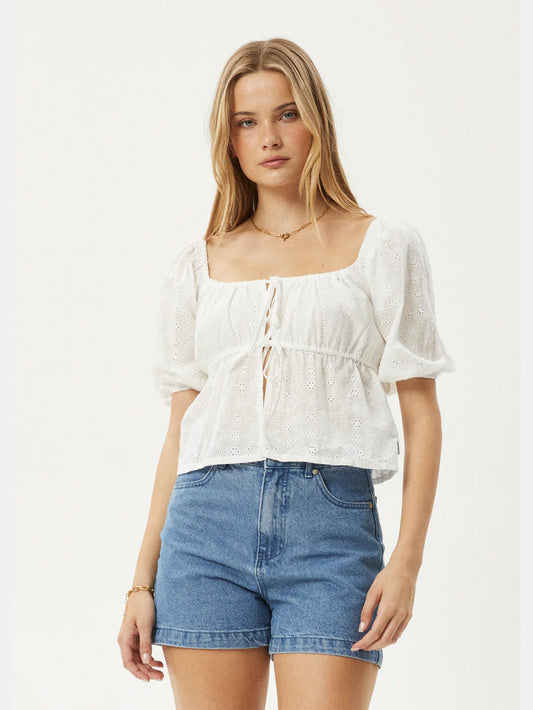 Marlow - Recycled Tie Front Top | White-Image 1