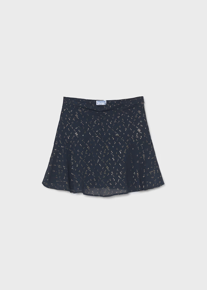 Mayoral Printed Gauze Skirt-Navy