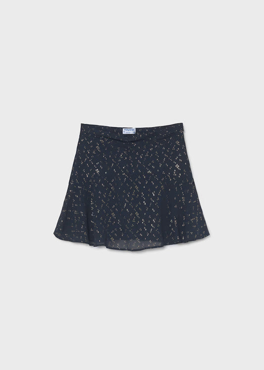 Mayoral Printed Gauze Skirt-Navy