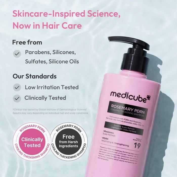 Medicube Rosemary PDRN Cooling Thickening Shampoo 400ml شامبو ميديكوب روزماري بي دي آر إن المنعش والمكثف - Princess Cosmetics Qatar