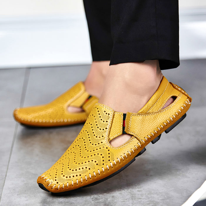 Men Fashion Leather Sandals Plus Size 45 46 47 Casual Slip-on Summer Shoes 5 Colors Size 38-47