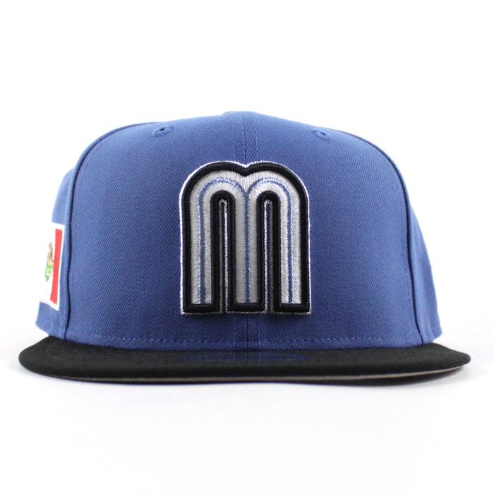 Mexico World Baseball Classic (WBC) New Era 59Fifty Fitted Hat (Indigo Blue Black Gray Under Brim)