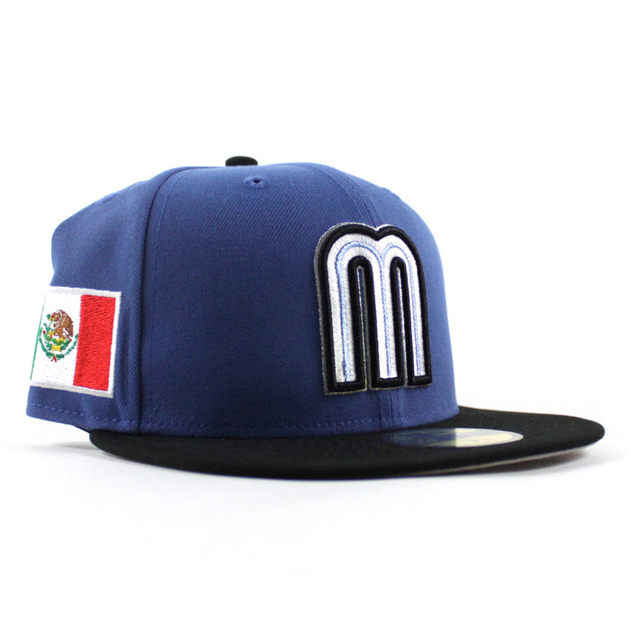 Mexico World Baseball Classic (WBC) New Era 59Fifty Fitted Hat (Indigo Blue Black Gray Under Brim)