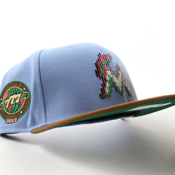Miami Marlins 777 Patch New Era 59Fifty Fitted Hat (Birdseye Blue Peanut Green Under brim)