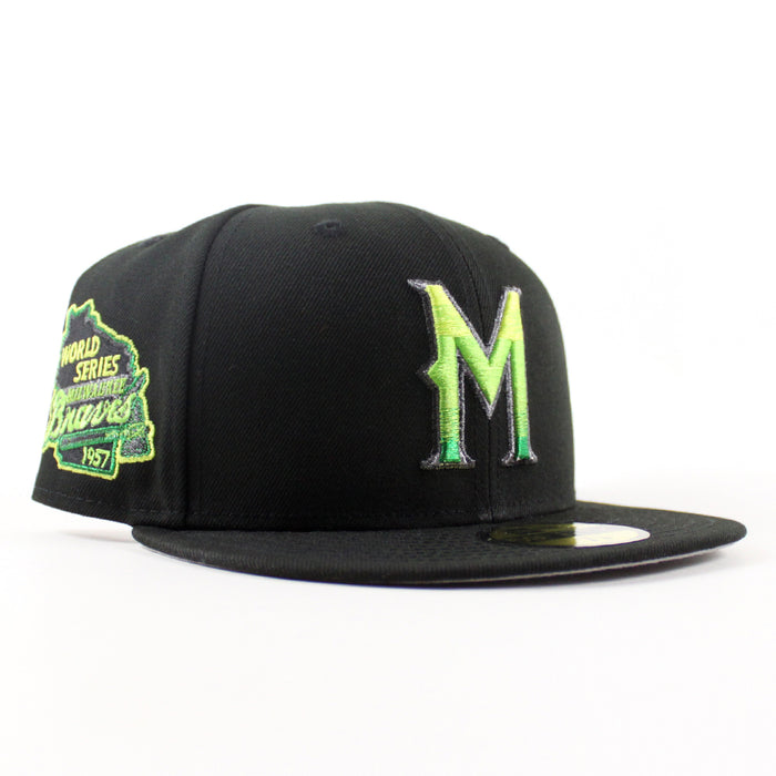 Milwaukee Brewers 1957 World Series New Era 59Fifty Fitted Hat (Black Gray Under Brim)
