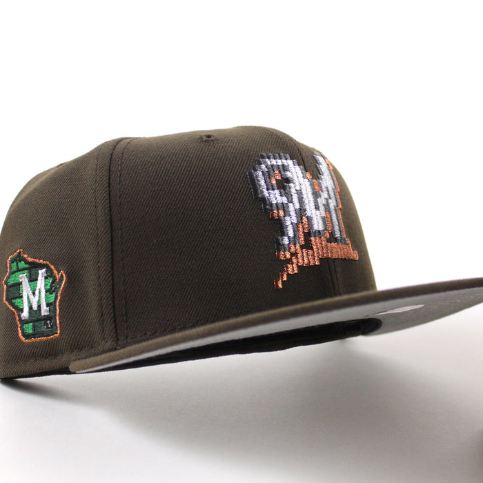 Milwaukee Brewers State Patch New Era 59Fifty Fitted Hat (Walnut Brown Gray Under Brim)