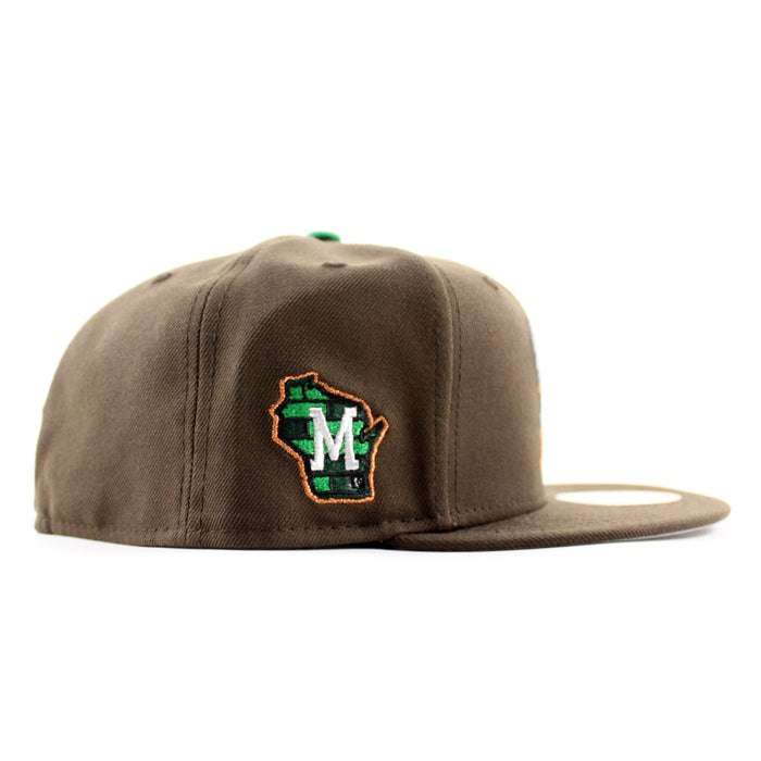 Milwaukee Brewers State Patch New Era 59Fifty Fitted Hat (Walnut Brown Gray Under Brim)