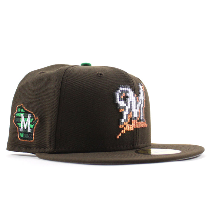 Milwaukee Brewers State Patch New Era 59Fifty Fitted Hat (Walnut Brown Gray Under Brim)
