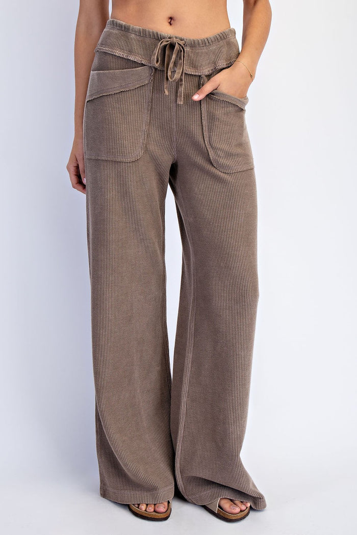 Mineral Washed Honeycomb Wide Leg Pants