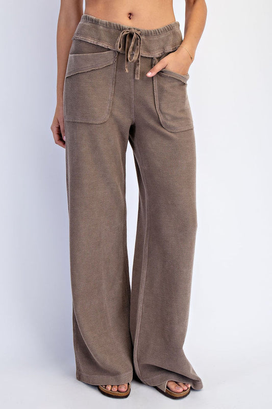 Mineral Washed Honeycomb Wide Leg Pants
