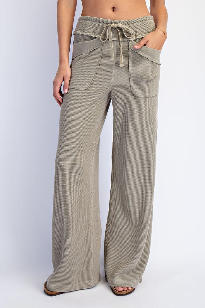 Mineral Washed Honeycomb Wide Leg Pants