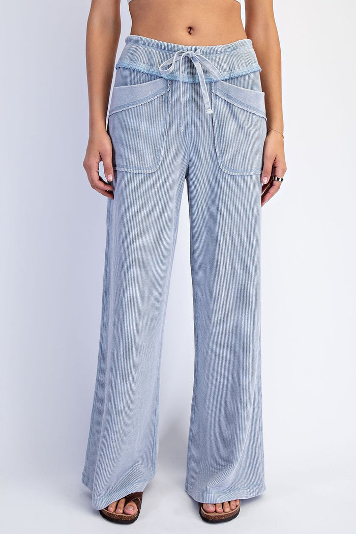 Mineral Washed Honeycomb Wide Leg Pants