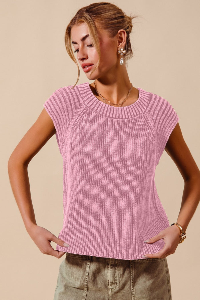 Mineral Washed Raglan Sleeveless Sweater