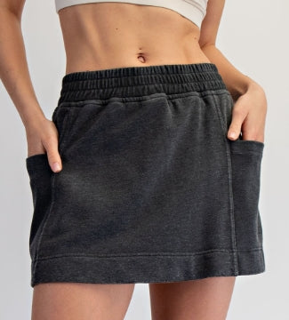 Mineral Washed Side Pocket Skort