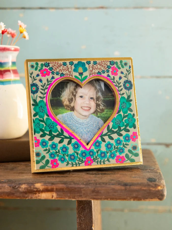 Mini Heart Wooden Picture Frame - Dusty Blue-view 1