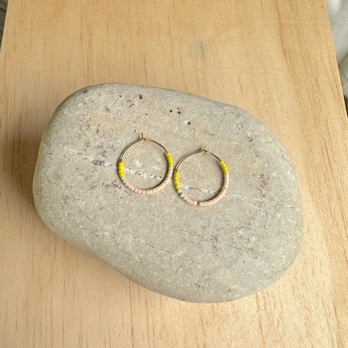 Mini Tondo Beaded Hoops