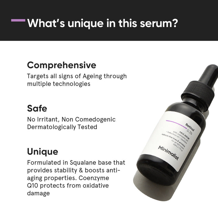 Minimalist Retinol 0.3% Anti Aging Face Serum 30ml - Beauty Tribe