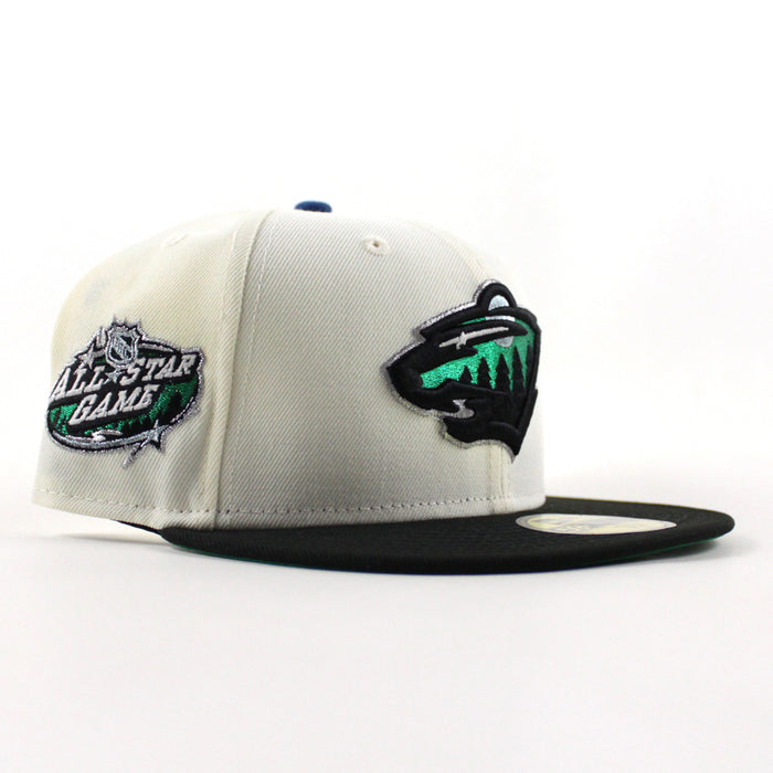 Minnesota Wild All Star Game New Era 59Fifty Fitted Hat (Chrome White Black Green Under brim)