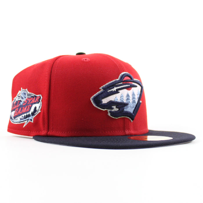Minnesota Wild All Star Game New Era 59Fifty Fitted Hat (Scarlet Red Navy Gray Under brim)