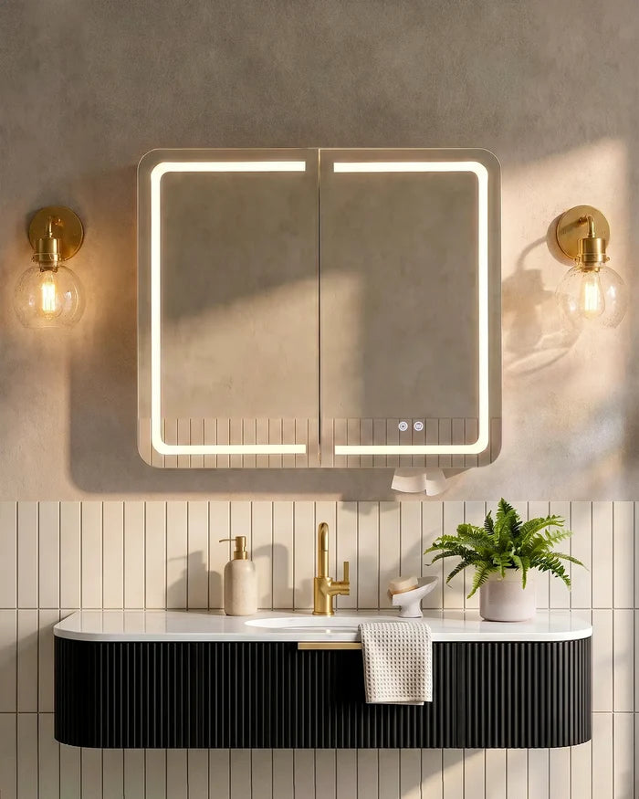 Mira Black Bathroom Mirror Cabinet