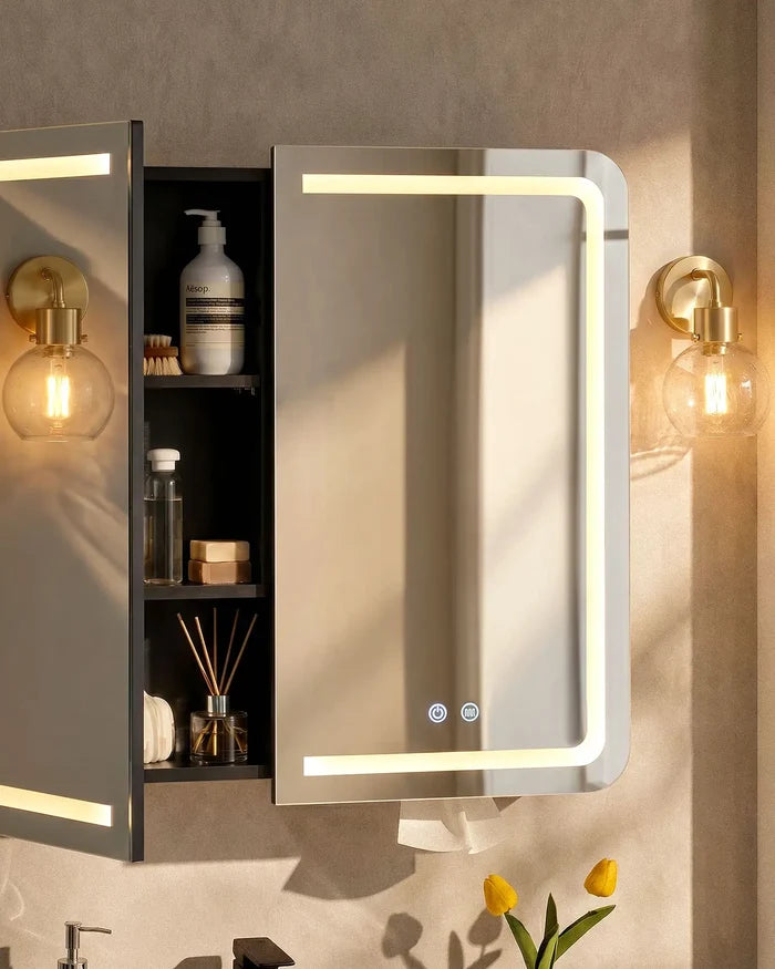 Mira Black Bathroom Mirror Cabinet