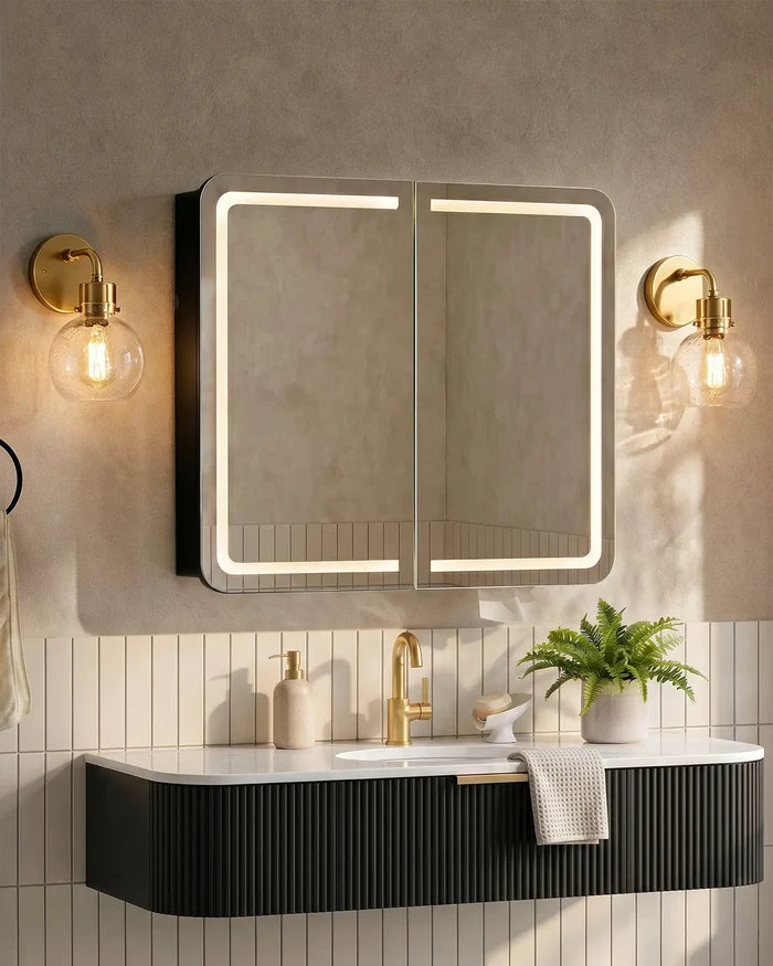 Mira Black Bathroom Mirror Cabinet