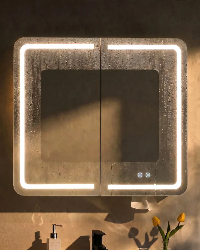 Mira Black Bathroom Mirror Cabinet